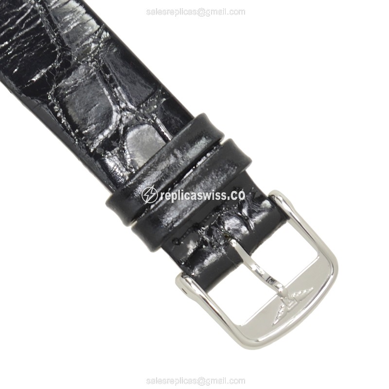 Rolex L4.512.4.11.2 Replica - Quartz - Steel Case - White Dial, Black Alligator Strap - View 4