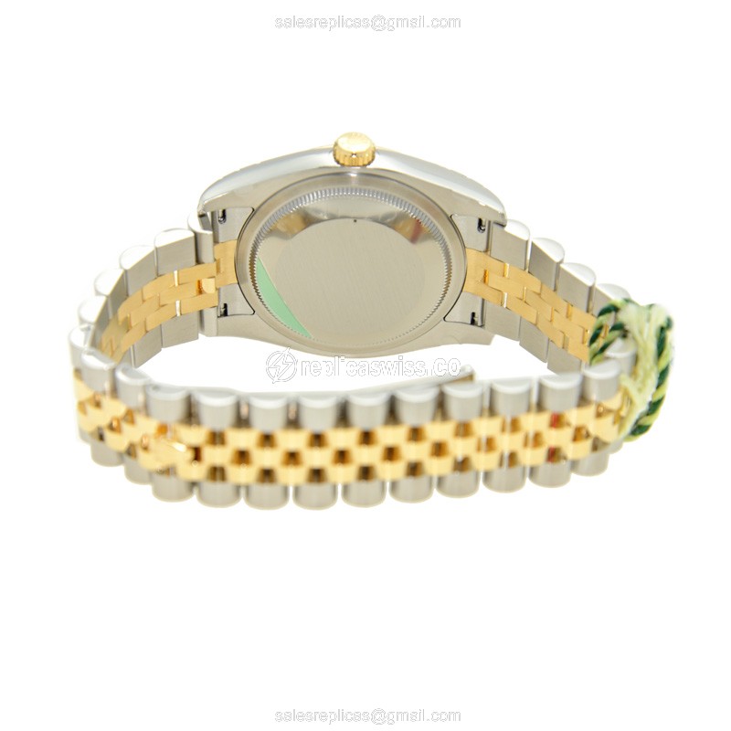 Rolex DATEJUST Replica - Automatic - White Dial - 18kt Gold & Steel Case - Gold Strap - View 4