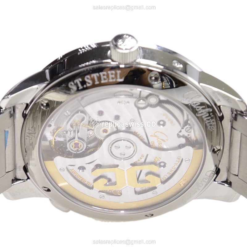 Glashutte Senator Panorama Date - Automatic - Stainless Steel - White Dial - Silver Clasp - View 4