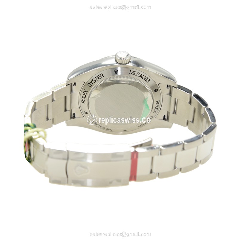 Rolex MILGAUSS Replica: Automatic - Black - Stainless Steel Case, Silver Clasp - View 4