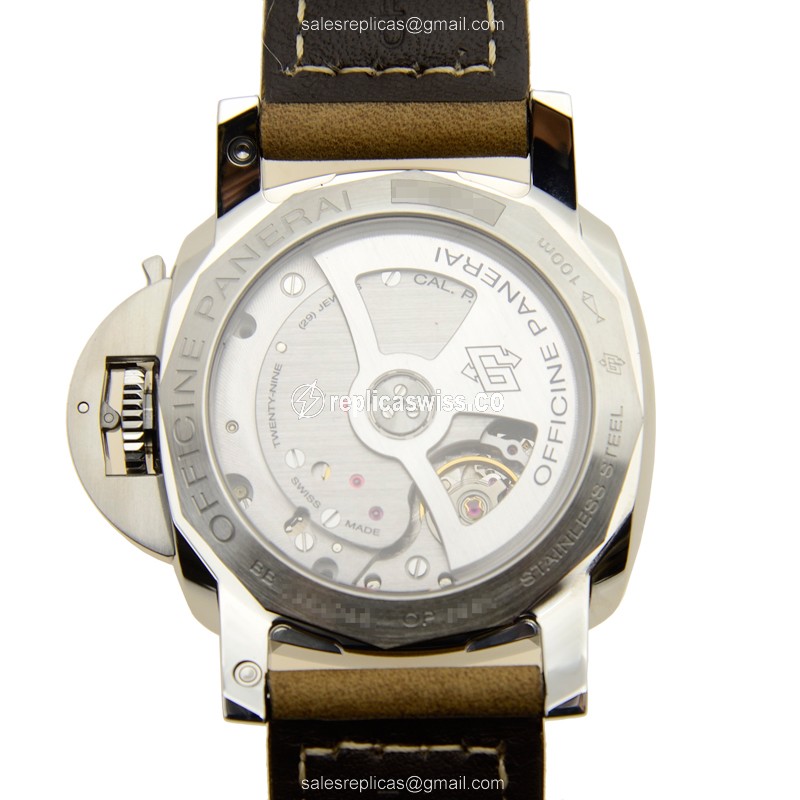 Panerai PAM00537 LUMINOR - Auto - Black Dial - Steel Case - Brown Cowhide - Buckle Clasp - View 3