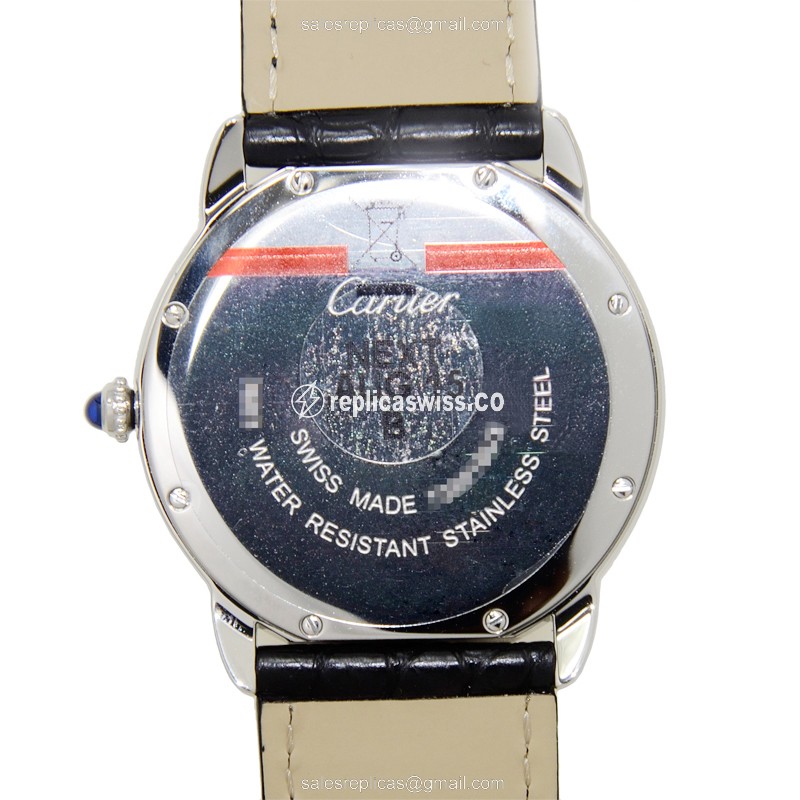 Cartier W6700255 RONDE Solo - Quartz - Stainless Steel Case - White Dial - Black Alligator Strap - View 4
