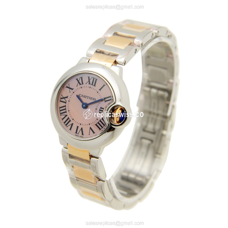 Cartier Ballon Bleu Quartz - Pink Dial - 18kt Steel - Silver Strap - View 3