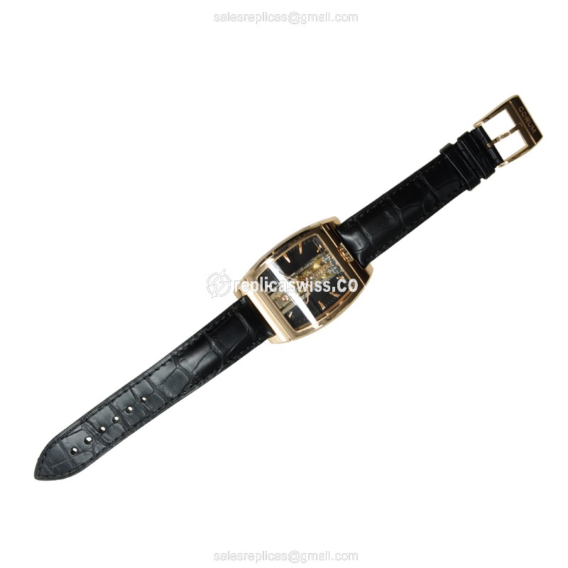 Corum BRIDGE 313.150.55-0001 - Automatic 18kt Rose Gold - Black Dial - Alligator Black Buckle - View 2