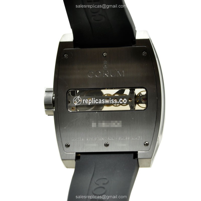 Corum 107.101.04-F371 BRIDGE Manual - Titanium Case - Black Dial - Rubber Strap - View 3
