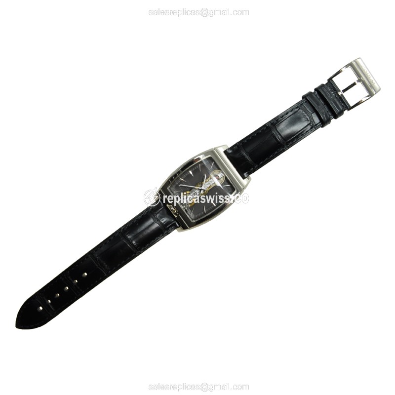 Corum BRIDGE Replica - Manual - 18kt Gold - Dark Grey Dial - Buckle Clasp - Black Alligator - View 2