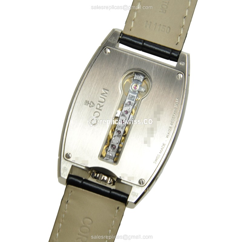 Corum BRIDGE Replica - Manual - 18kt Gold - Dark Grey Dial - Buckle Clasp - Black Alligator - View 3