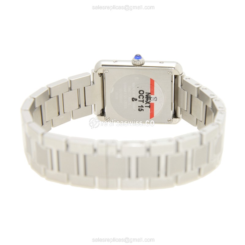 Replica Cartier Tank - Quartz - White Dial - Steel Case - Silver Clasp - View 4