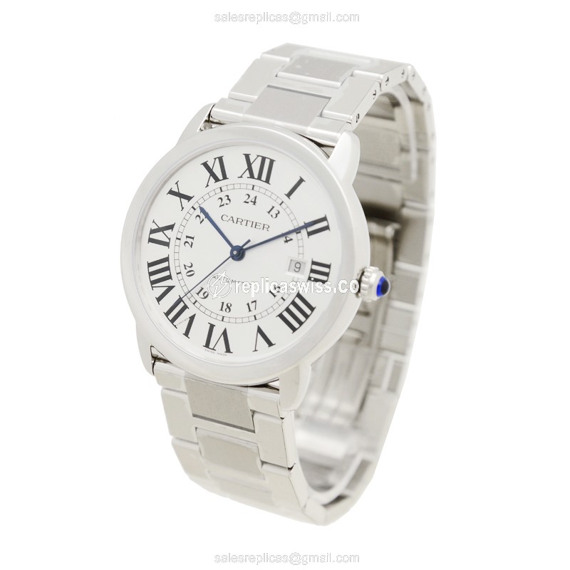 Cartier RONDE SOLO Automatic Steel White Dial Clasp Silver Strap - View 3