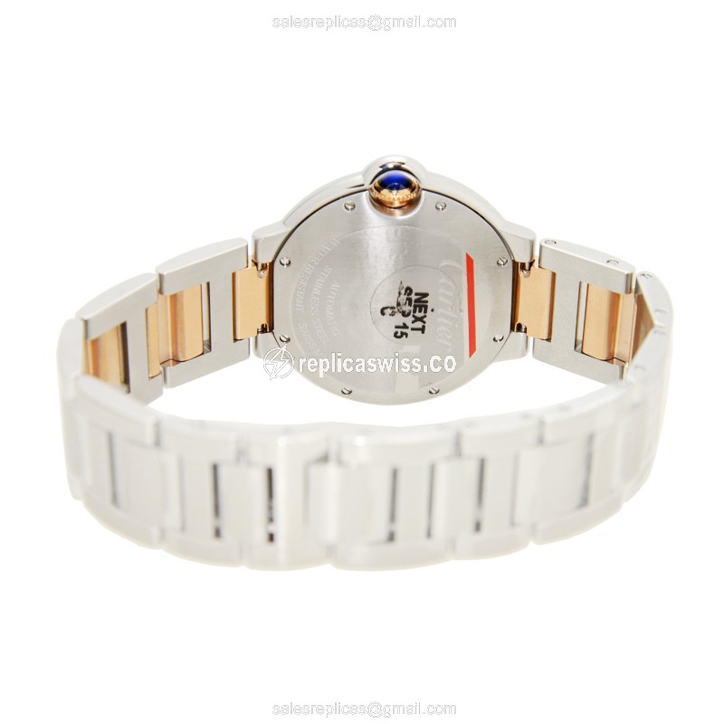 Cartier Ballon Bleu Replica - Automatic - Steel Case - White Dial - Silver 18kt Strap - View 4