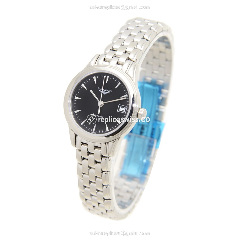 Longines Flagship L4.274.4.52.6 Replica - Automatic - Steel Case, Black Dial, Silver Clasp - View 3