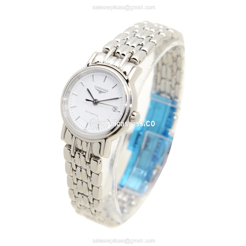 Longines Presence Replica - Automatic - Stainless Steel - White Dial, Silver Clasp - View 3