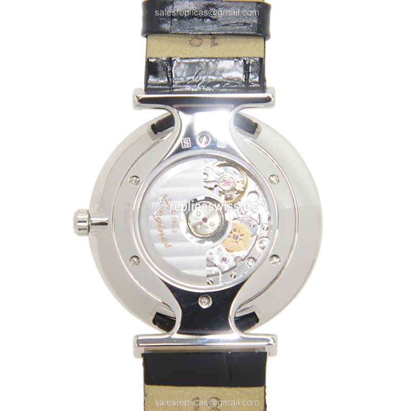 Longines LA GRANDE Replica - Automatic - Steel Case, Silver Dial - Alligator Buckle - View 3