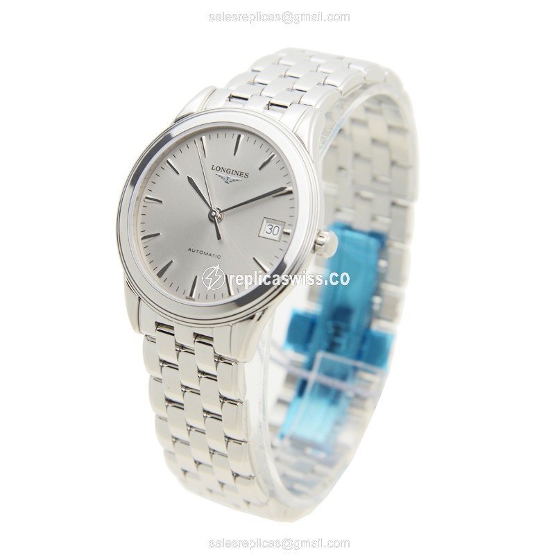 Longines Flagship Replica - Automatic - Silver Dial on Steel Strap - View 3