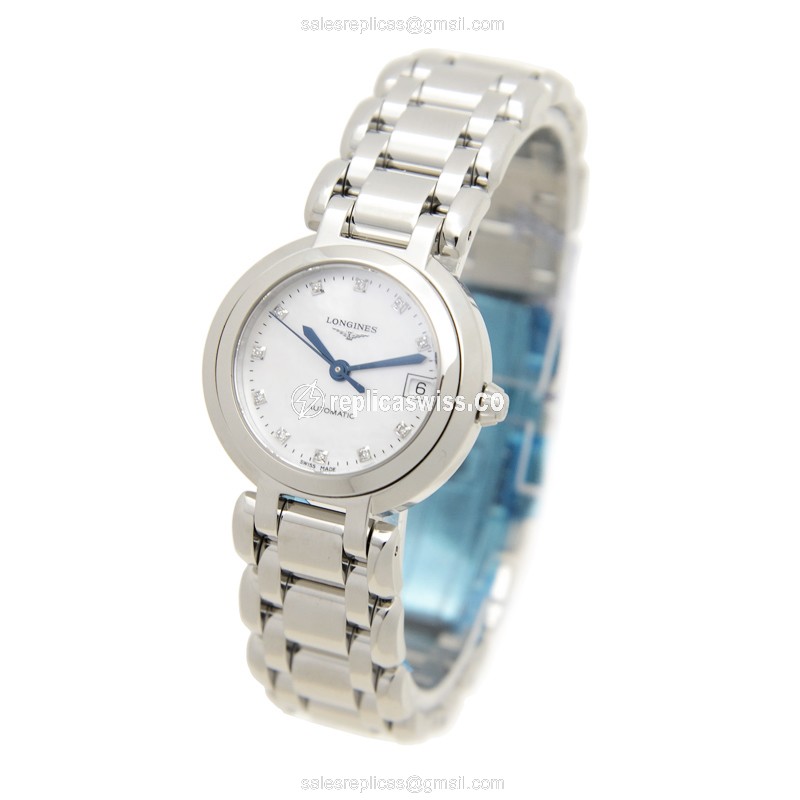 Longines Prima Luna Replica - Automatic - White Dial - Silver Steel Clasp - View 3