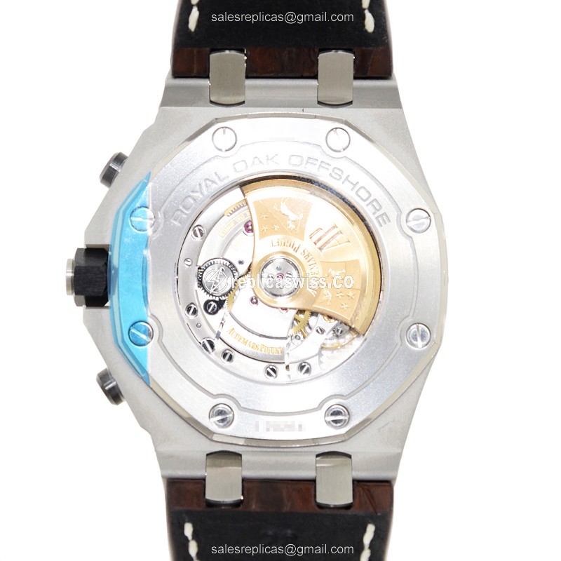 Automatic ROYAL OAK OFFSHORE - Audemars Piguet Replica - White Dial - Brown Alligator Strap - View 3