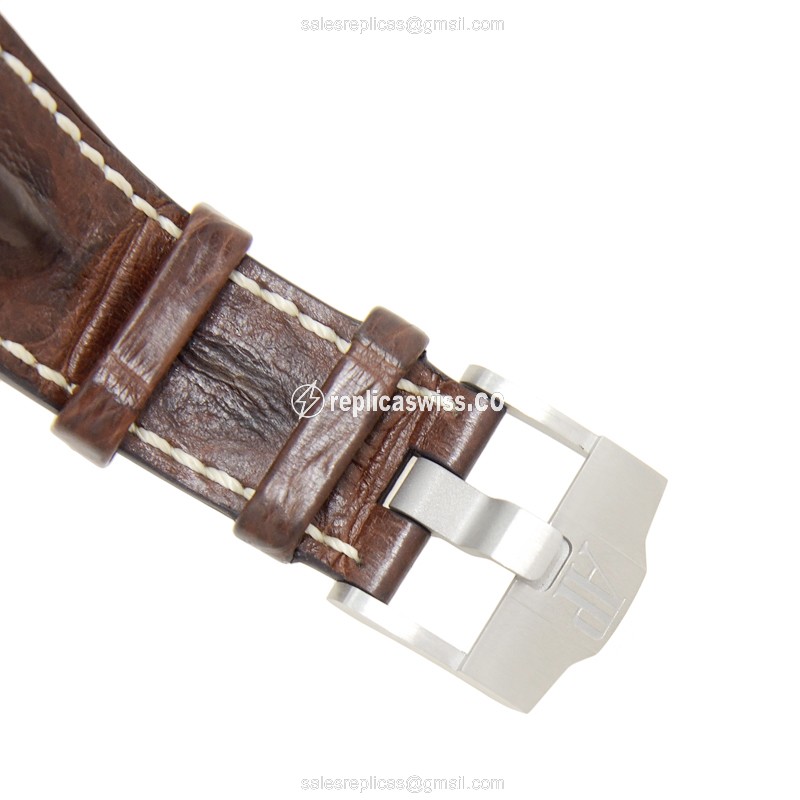 Automatic ROYAL OAK OFFSHORE - Audemars Piguet Replica - White Dial - Brown Alligator Strap - View 4