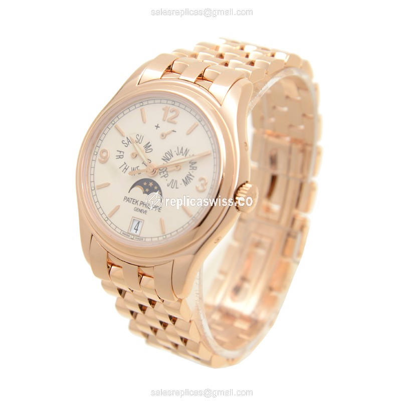 Patek Philippe 5146/1R-001 Complications - Automatic - 18kt Rose Gold - White Dial - View 3