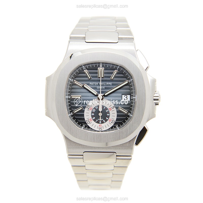 Patek Philippe 5980/1A-001 Replica - Automatic - Steel Case - Blue Dial - Silver Steel Strap - View 2