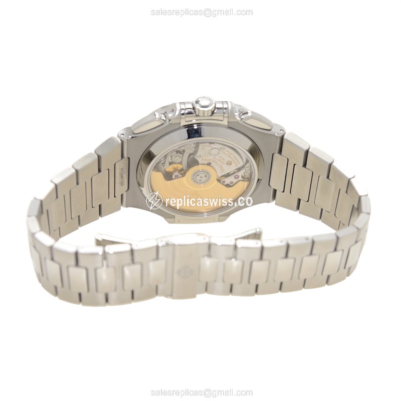 Patek Philippe 5980/1A-001 Replica - Automatic - Steel Case - Blue Dial - Silver Steel Strap - View 4