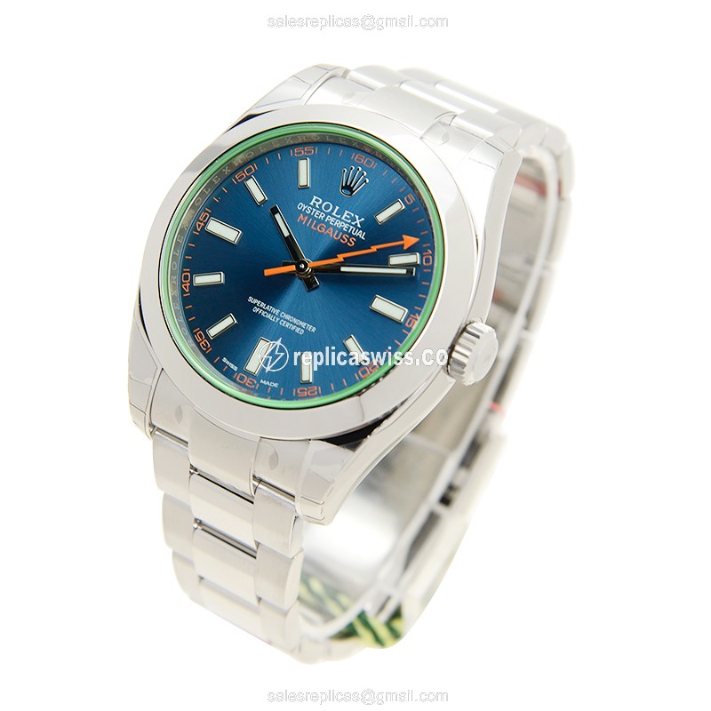 Rolex MILGAUSS Replica - Automatic - Steel Case, Blue Dial, Silver Clasp - View 3