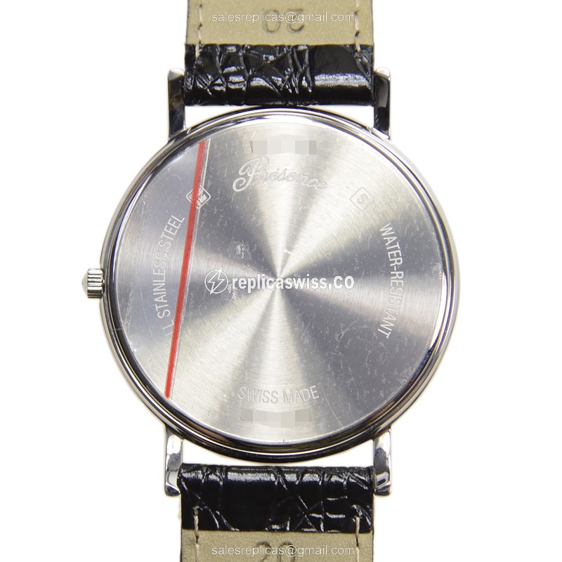 Longines Presence Replica - Quartz - Stainless Steel - White Dial, Black Alligator Strap - View 3