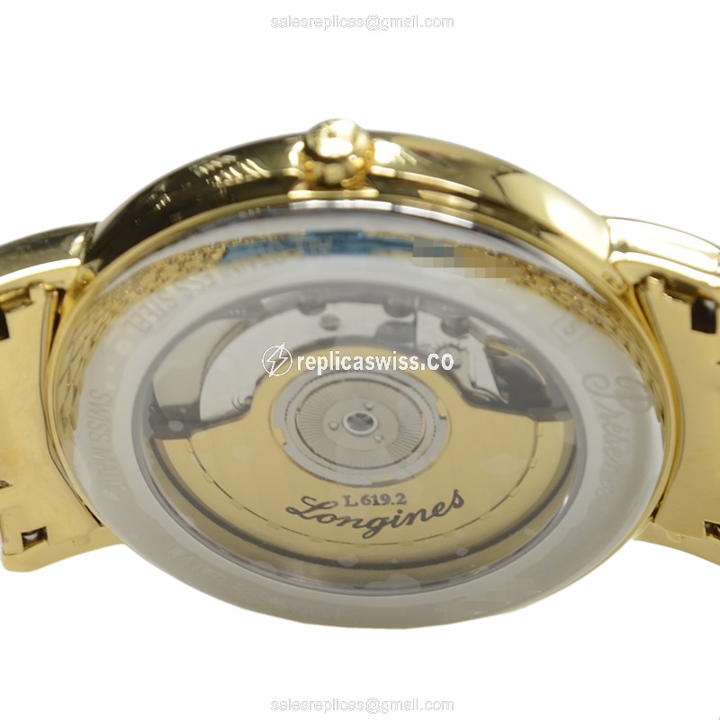 Longines Presence Replica - Automatic PVD Gold - Gold Dial - Gold Strap - Sapphire Crystal - View 4