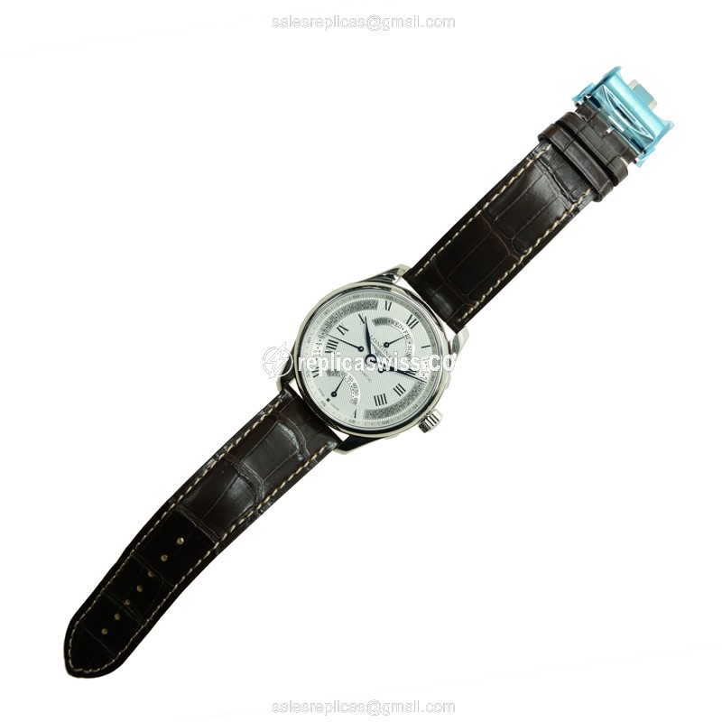 Longines Master Replica - Automatic - White Dial, Brown Alligator Strap - View 2
