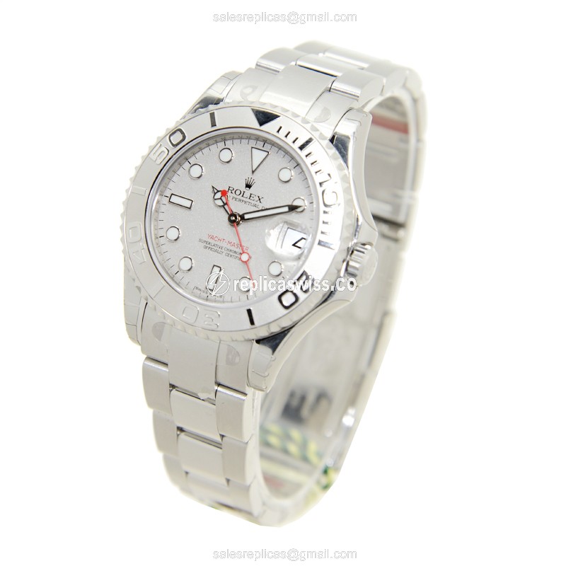 Rolex Yacht Master Replica - Automatic - 18kt White Gold - Silver Dial - Steel Clasp & Strap - View 3