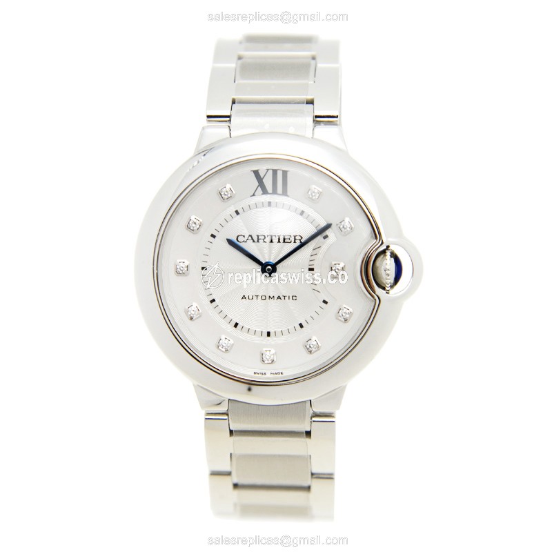 Cartier Ballon Bleu Replica - Automatic - Stainless Steel - Silver Dial - View 2