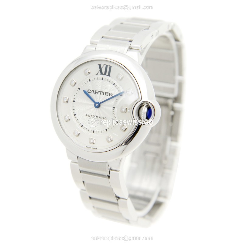 Cartier Ballon Bleu Replica - Automatic - Stainless Steel - Silver Dial - View 3