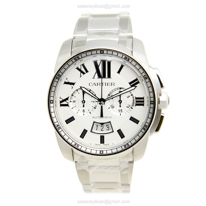 Cartier Calibre de Cartier Watch - Automatic - Steel - White - View 2