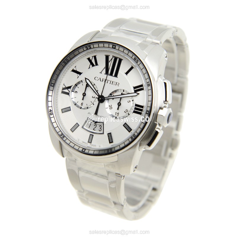 Cartier Calibre de Cartier Watch - Automatic - Steel - White - View 3