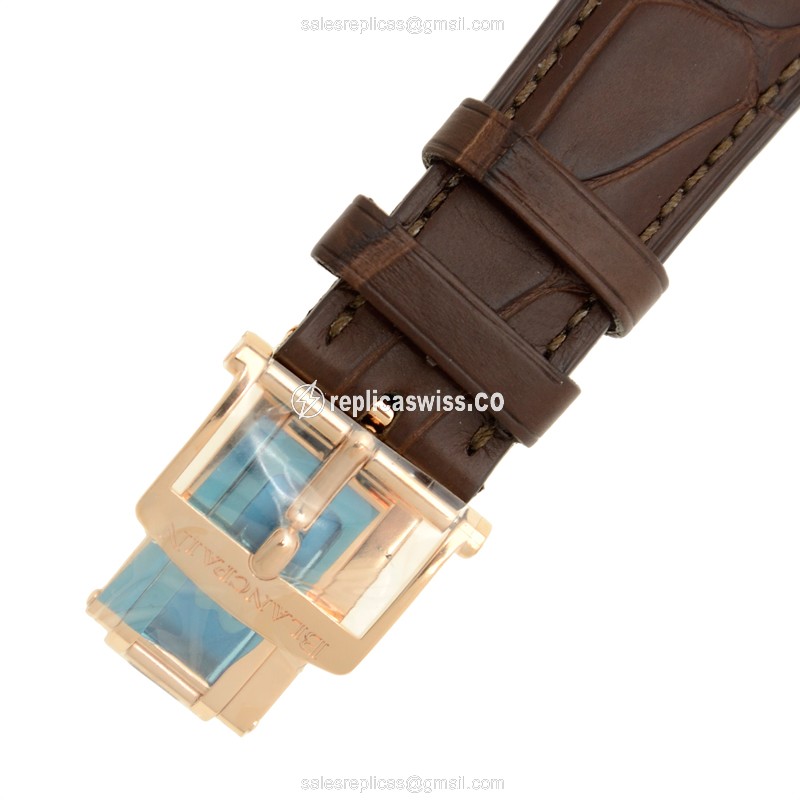 Blancpain Villeret 6223-3642-55B - Auto 18kt Rose Gold - White Dial - Brown Alligator Strap - View 4
