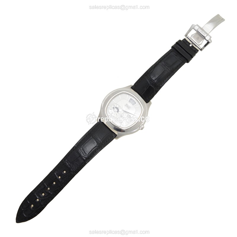 Piaget EPERADOR 18kt Gold Automatic - Silver Dial - Black Alligator Strap - Clasp - View 2