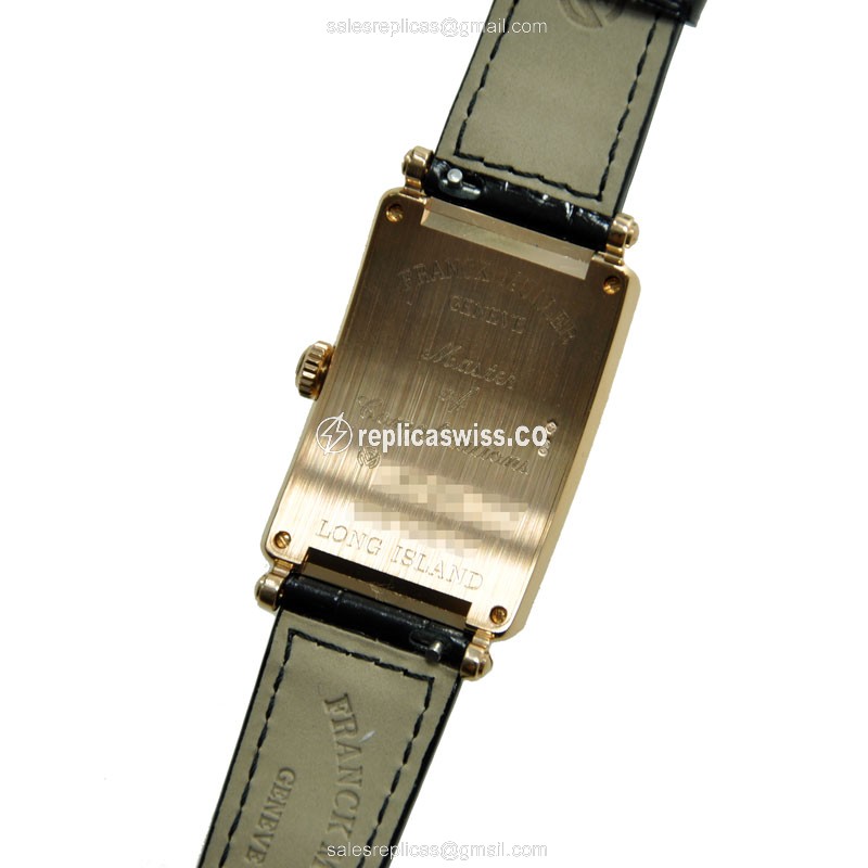 Franck Muller 952 QZ D LONG ISLAND Quartz 18kt Rose Gold Diamonds - Silver Dial Buckle Alligator Black Strap - View 3
