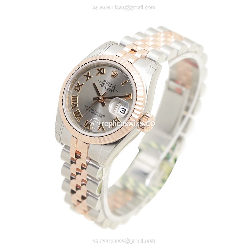 Rolex Lady Datejust Replica - Automatic - Rose Gold & Steel Case - Gray Dial - View 3