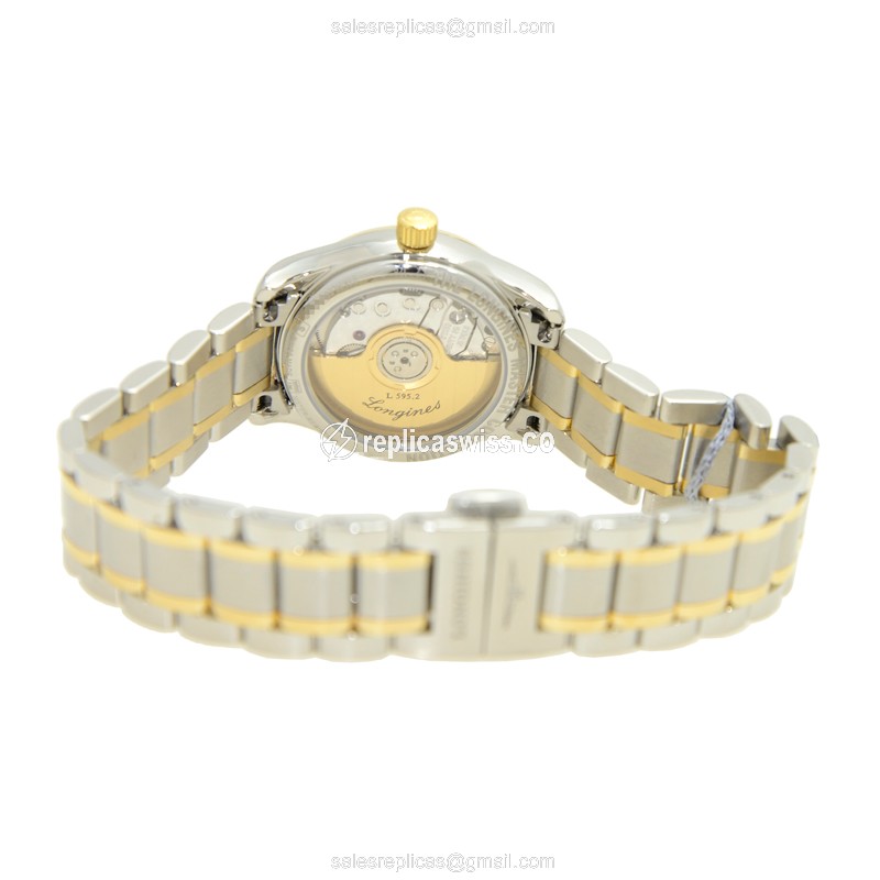 Longines L2.128.5.12.7 Replica - Automatic - 18kt Gold & Steel Case - White Dial, Silver Clasp - View 4