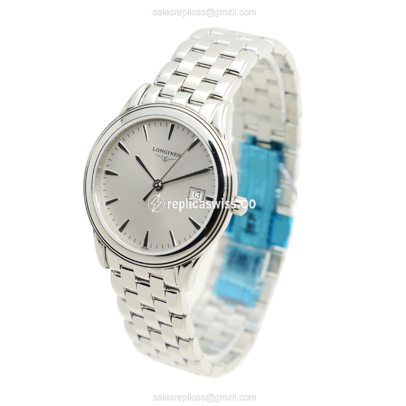 Longines L4.716.4.72.6 Replica - Quartz - Silver Case, Dial, Clasp - Silver Steel Strap - View 3