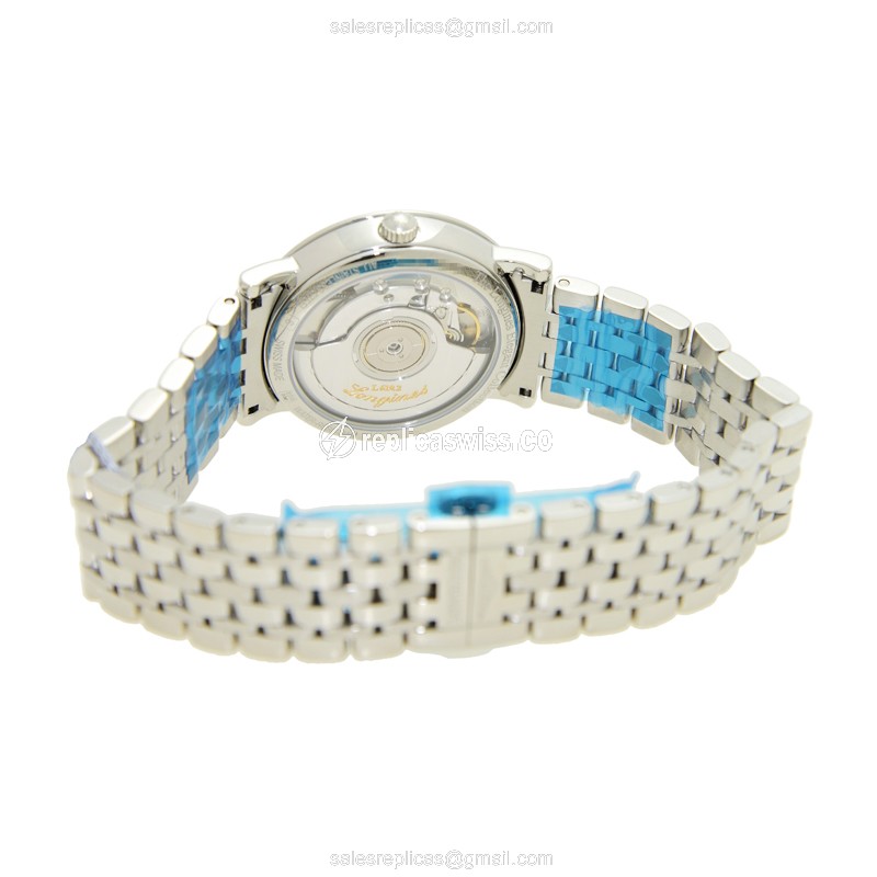 Longines Elegant Replica - Automatic - Stainless Steel Case - White Dial - Silver Strap - View 4