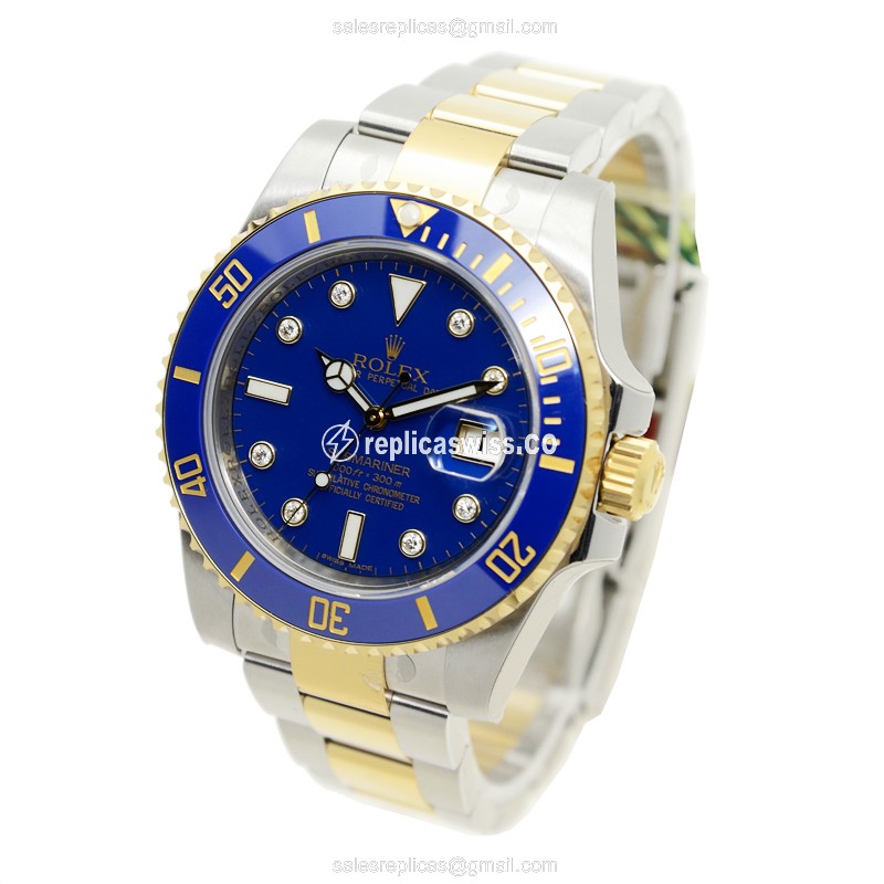 Rolex Submariner Replica: Automatic, 18kt Gold & Steel Case, Blue Dial - View 3