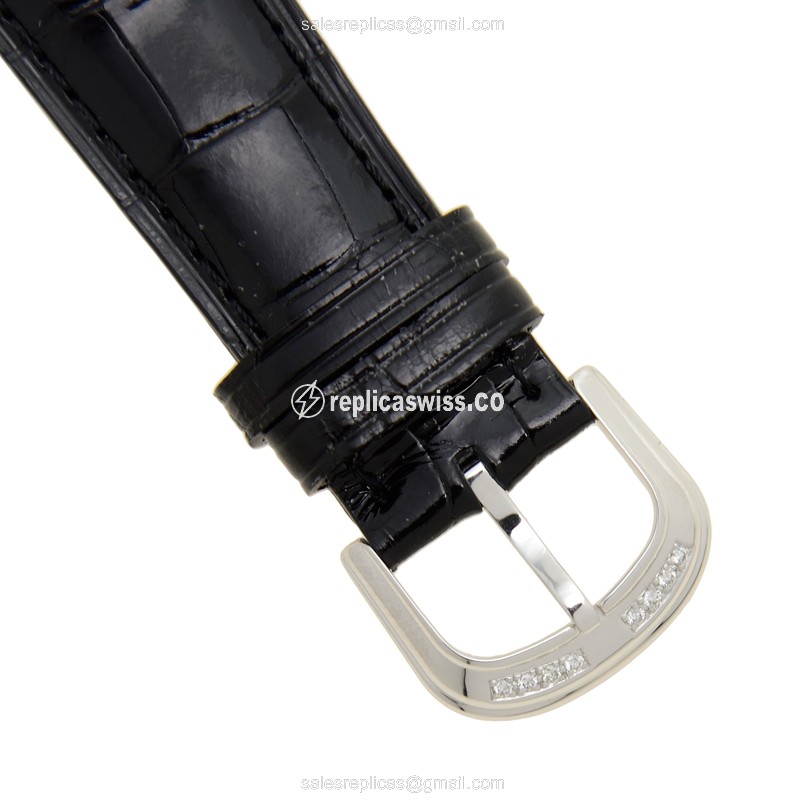 Franck Muller 7008 T D Manual Wind - 18kt White Gold - Diamond - Silver Dial - Leather Strap - View 4