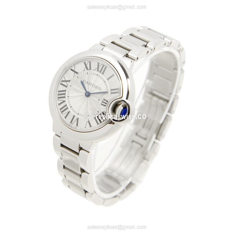 Cartier Ballon Bleu Quartz - Stainless Steel Case - Silver Dial - Steel Strap - View 3