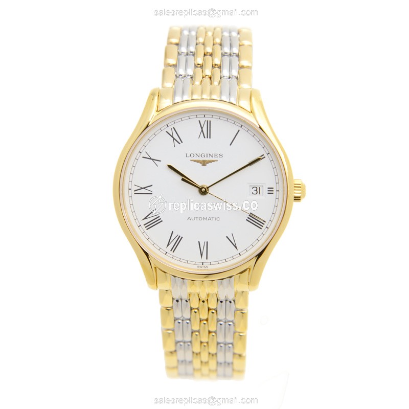 Longines Lyre Replica - Automatic - Gold PVD Case - White Dial, Gold Strap - View 2
