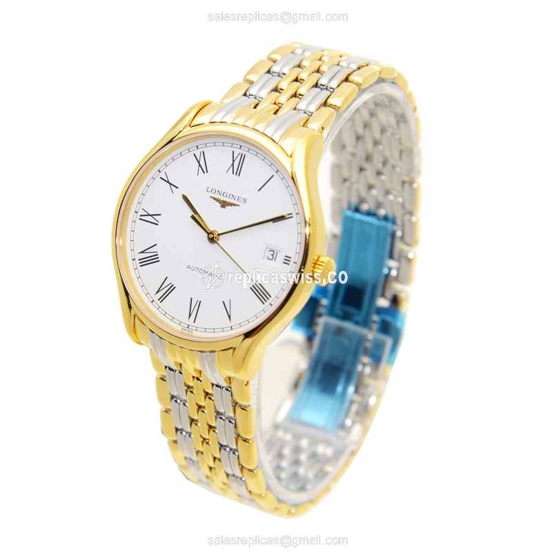 Longines Lyre Replica - Automatic - Gold PVD Case - White Dial, Gold Strap - View 3
