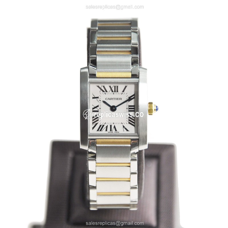 Cartier TANK W51007Q4 Quartz - Stainless Steel Case - White Dial - Silver strap - View 2
