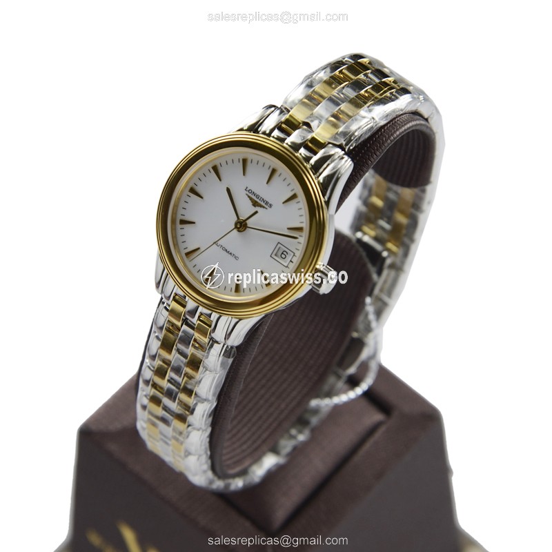 Longines L4.274.3.22.7 Replica - Automatic - 18kt Gold | Steel Case | White Dial - View 3