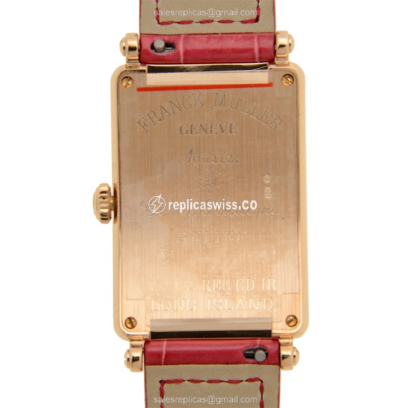 Franck Muller 952 QZ REL CD 1R LONG ISLAND - Quartz, 18kt Gold Case, Silver Dial, Leather Strap - View 3