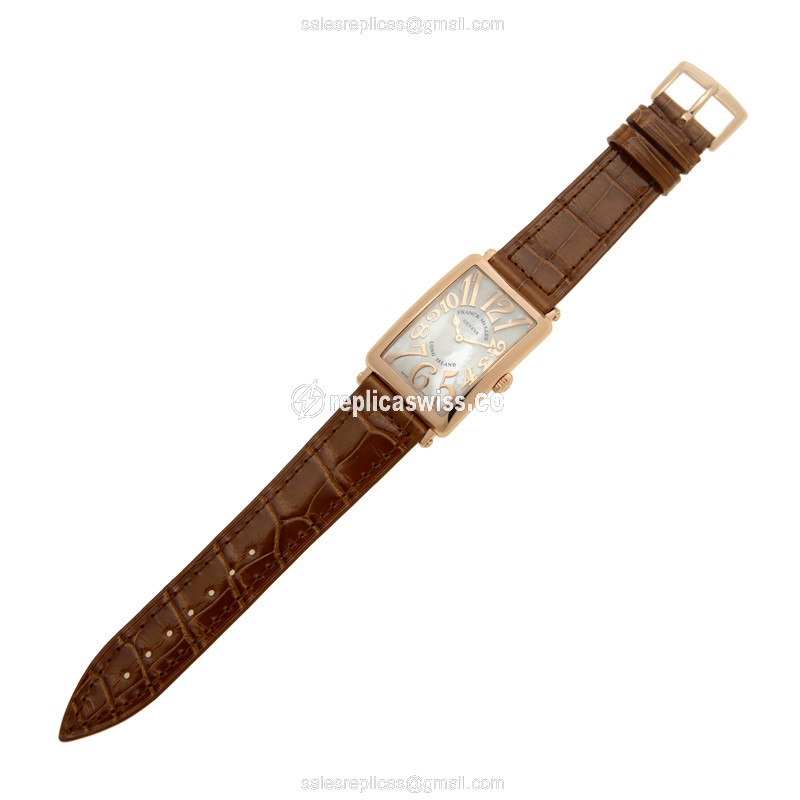 Franck Muller 952 QZ REL MOP - Quartz - 18kt Rose Gold - White Dial - Leather Brown Strap - View 2
