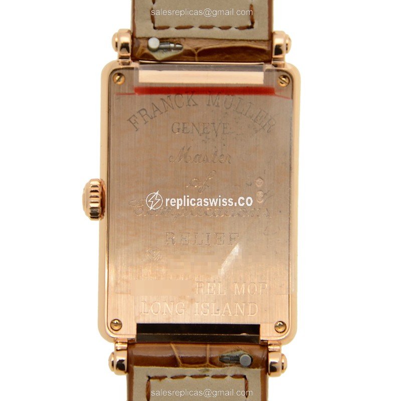 Franck Muller 952 QZ REL MOP - Quartz - 18kt Rose Gold - White Dial - Leather Brown Strap - View 3